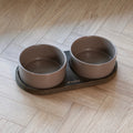 Barcelona Double Dog Bowl - smoked oak, mocca