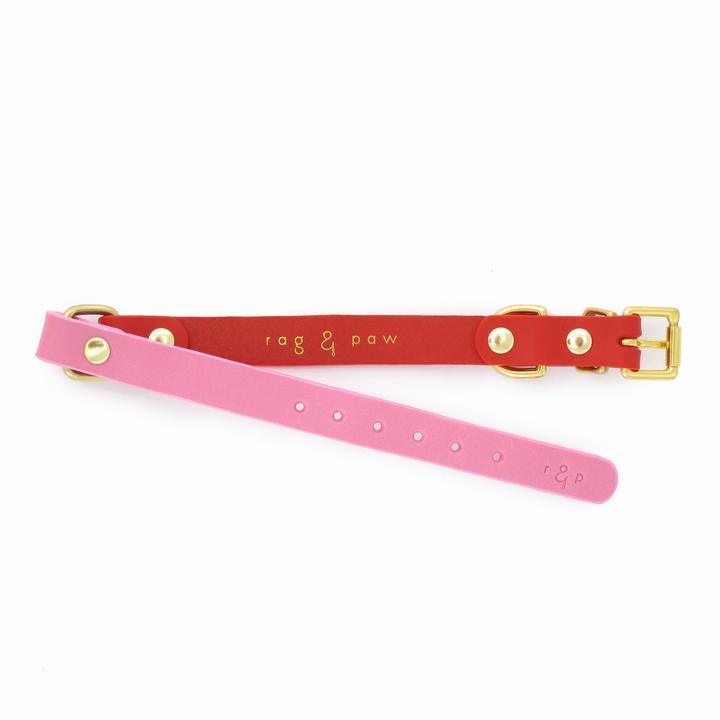Pink & Rødt Halsbånd - Petstudio.dk