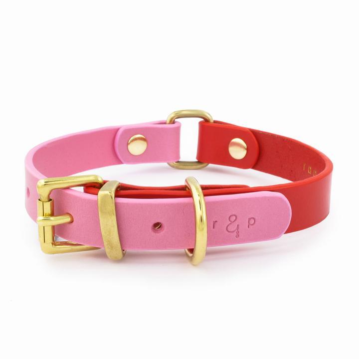 Pink & Rødt Halsbånd - Petstudio.dk