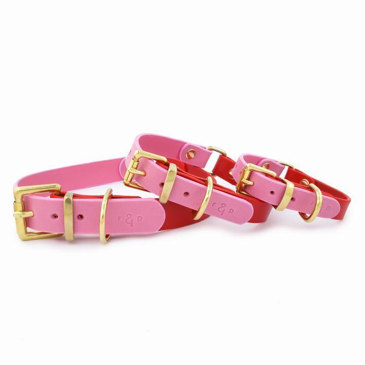 Pink & Rødt Halsbånd - Petstudio.dk
